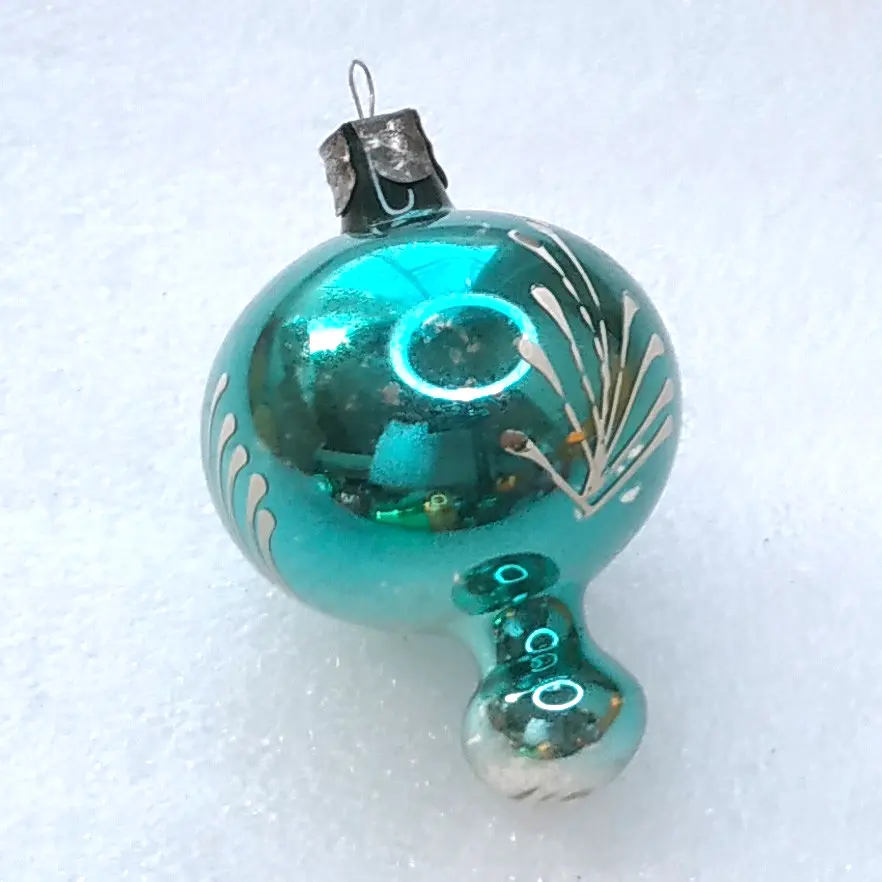 Vintage Christmas Silver Glass Ornament Tree USSR Antique Decor Parachute