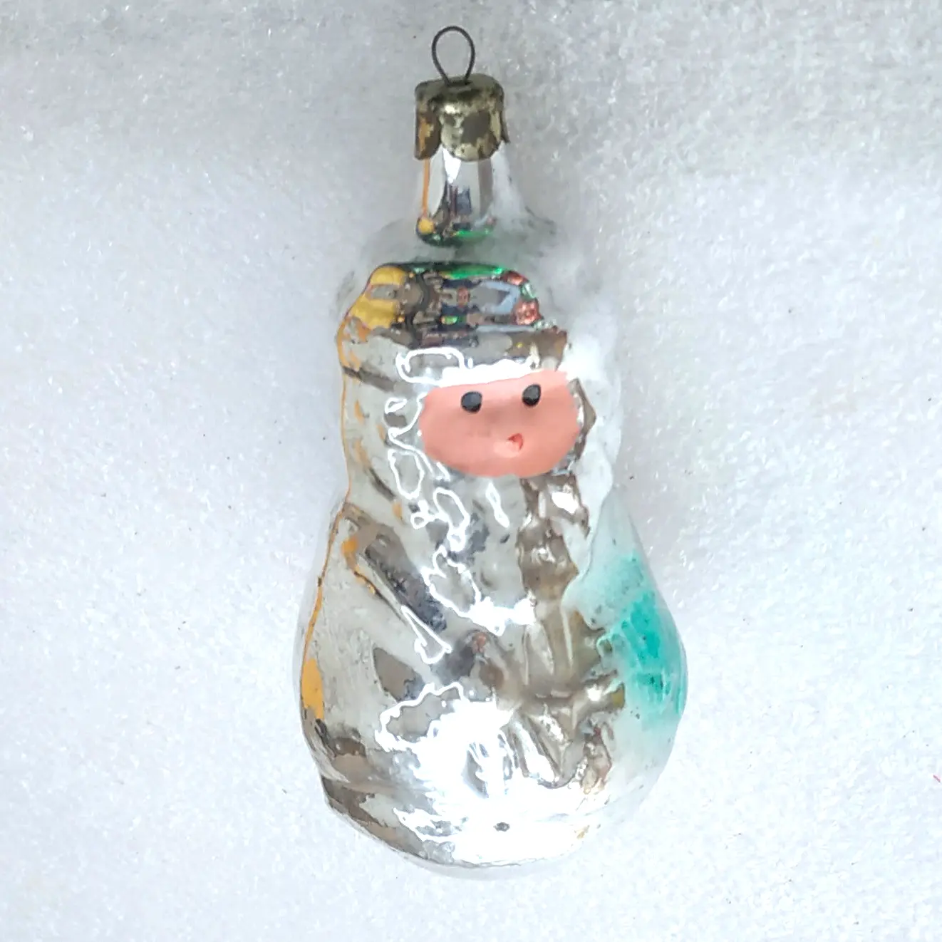 Vintage Christmas Silver Glass Ornament Tree USSR Antique Santa