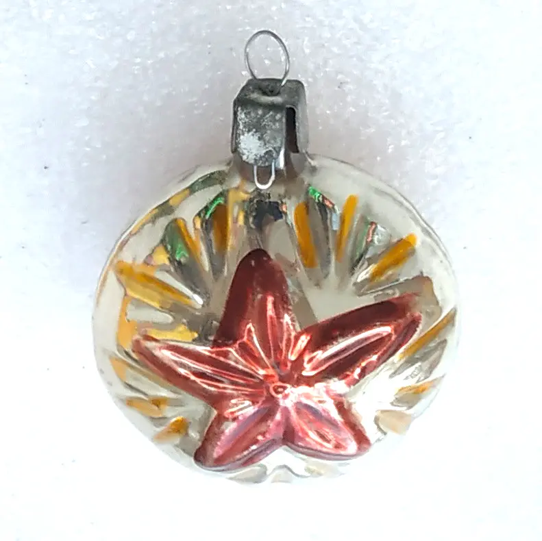 Vintage Christmas Mercury Glass Ornament Tree USSR Antique Decor Red Star