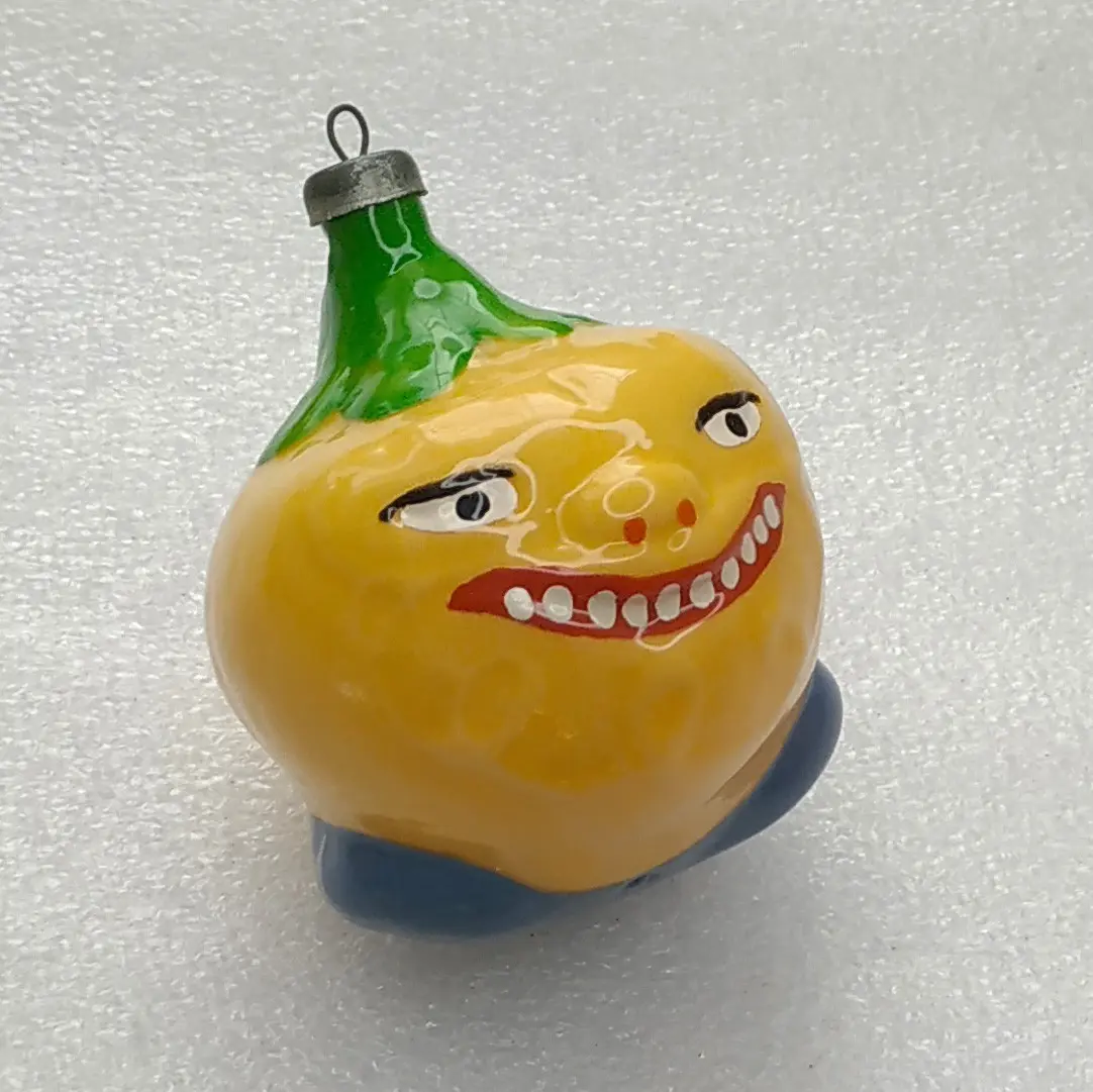 Vintage Pumpkin Glass Christmas Ornament Russian Antique Halloween Decor