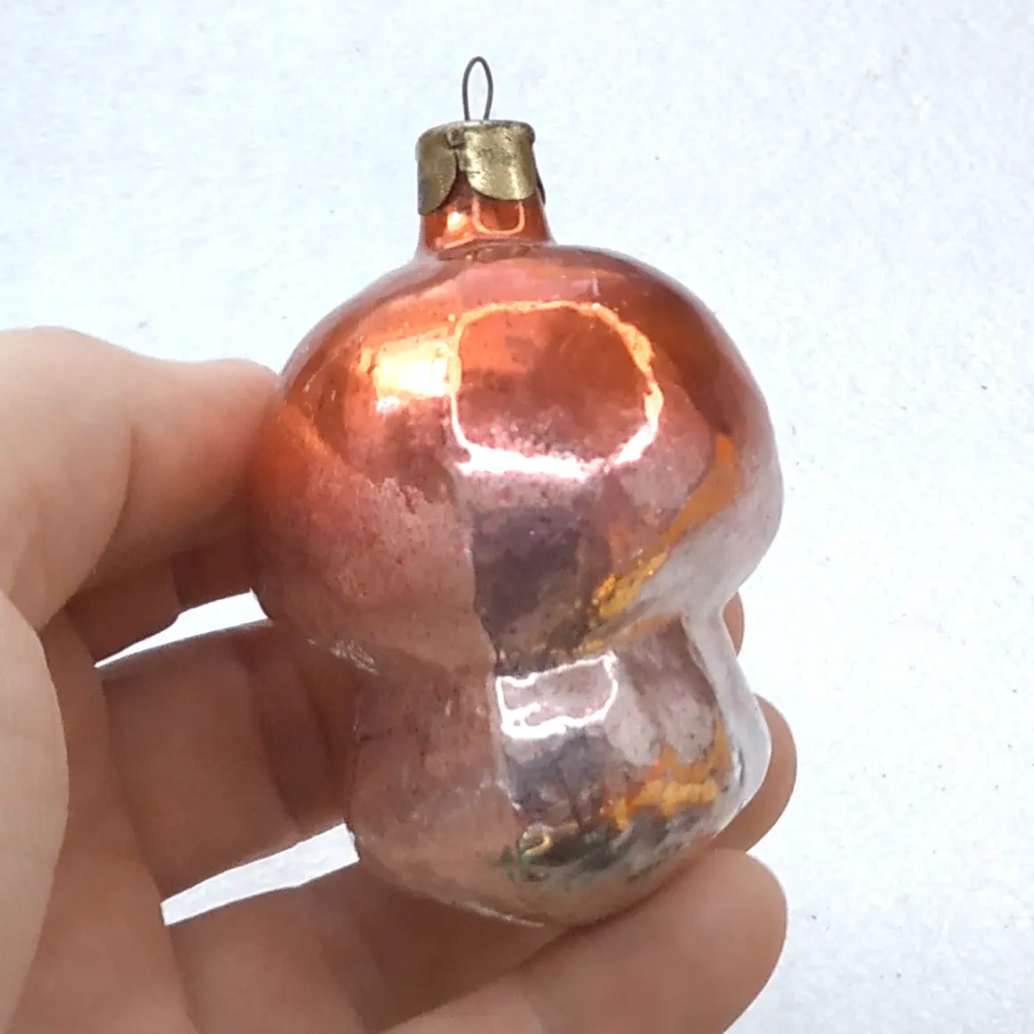 Vintage Christmas Silver Glass Ornament Tree USSR Antique Decor Mushroom