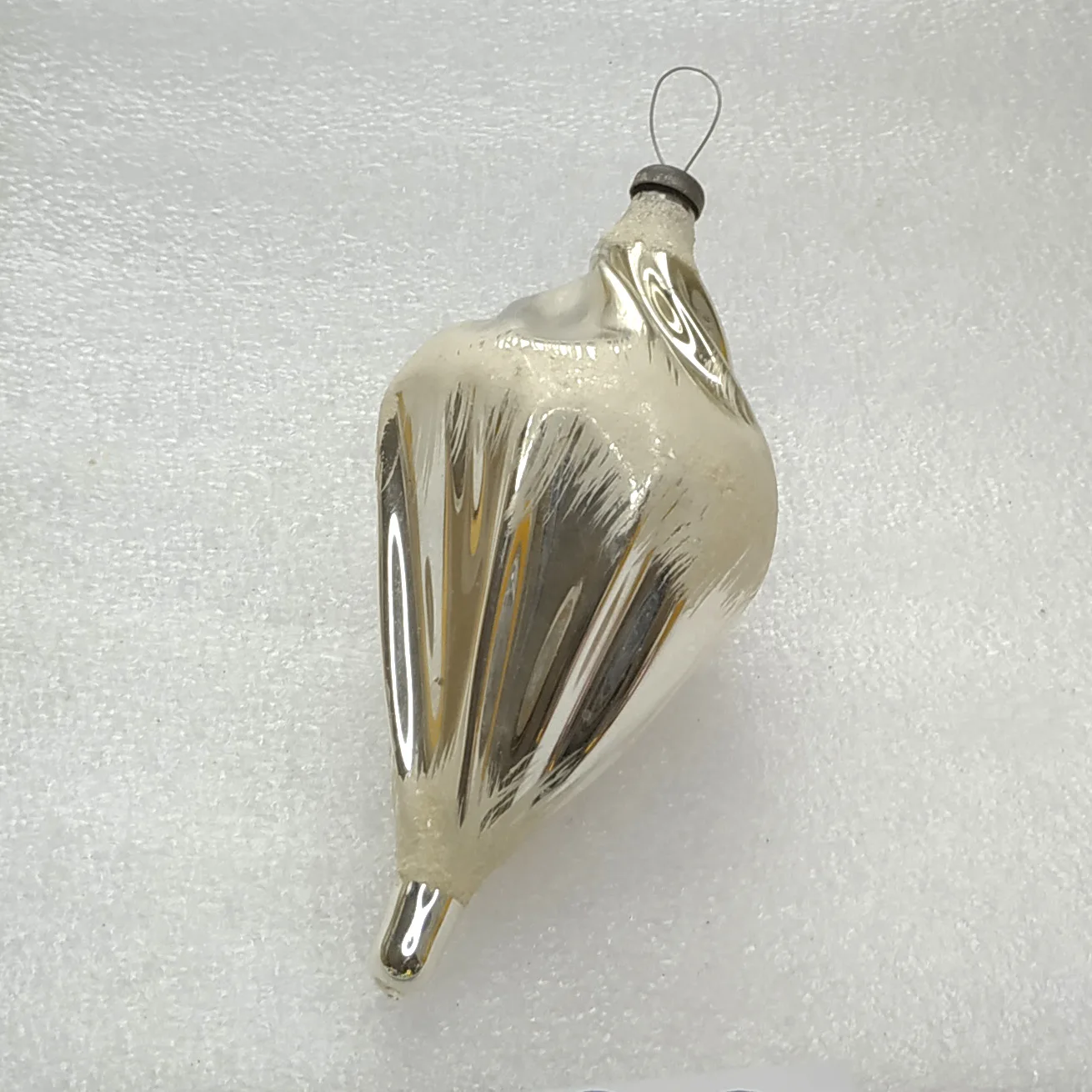 Vintage Christmas Silver Glass Ornament Tree USSR Antique Decor Parachute
