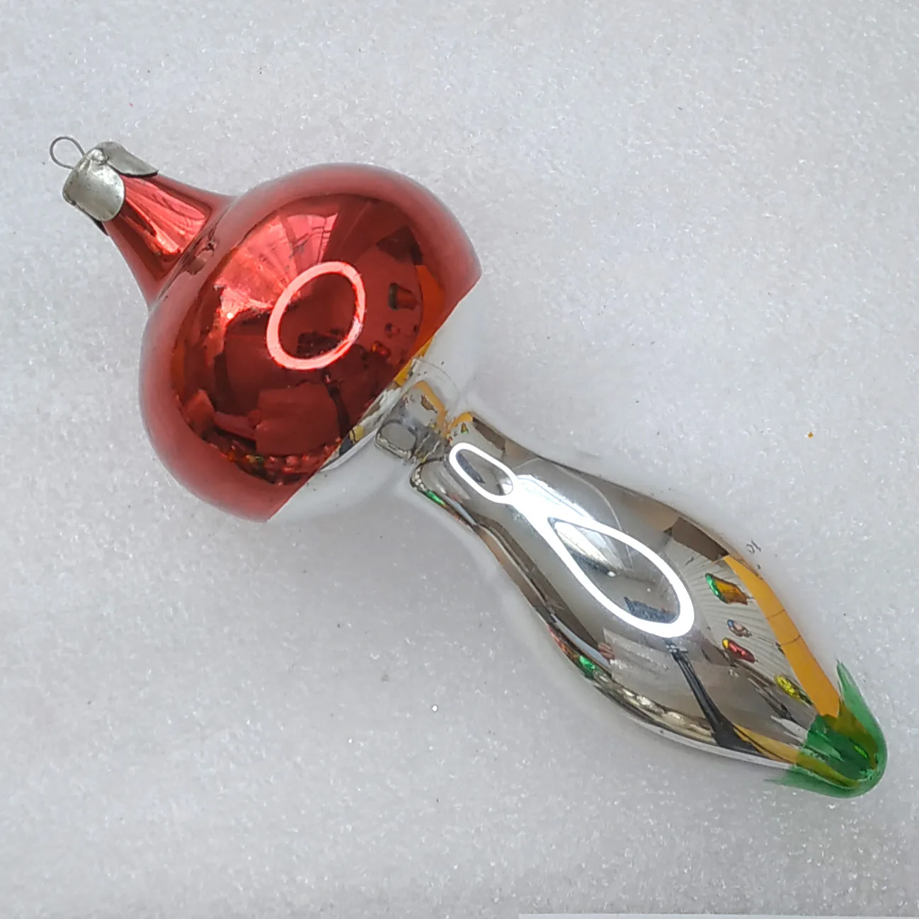 Antique Vintage Silver Glass Christmas Ornament USSR Mushroom