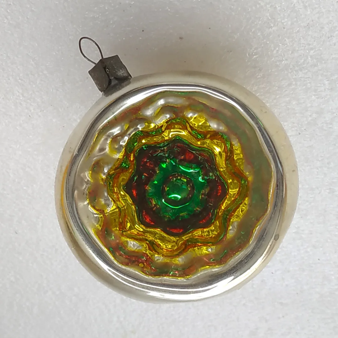 Antique Vintage Silver Glass Christmas Ornament USSR Old Lantern