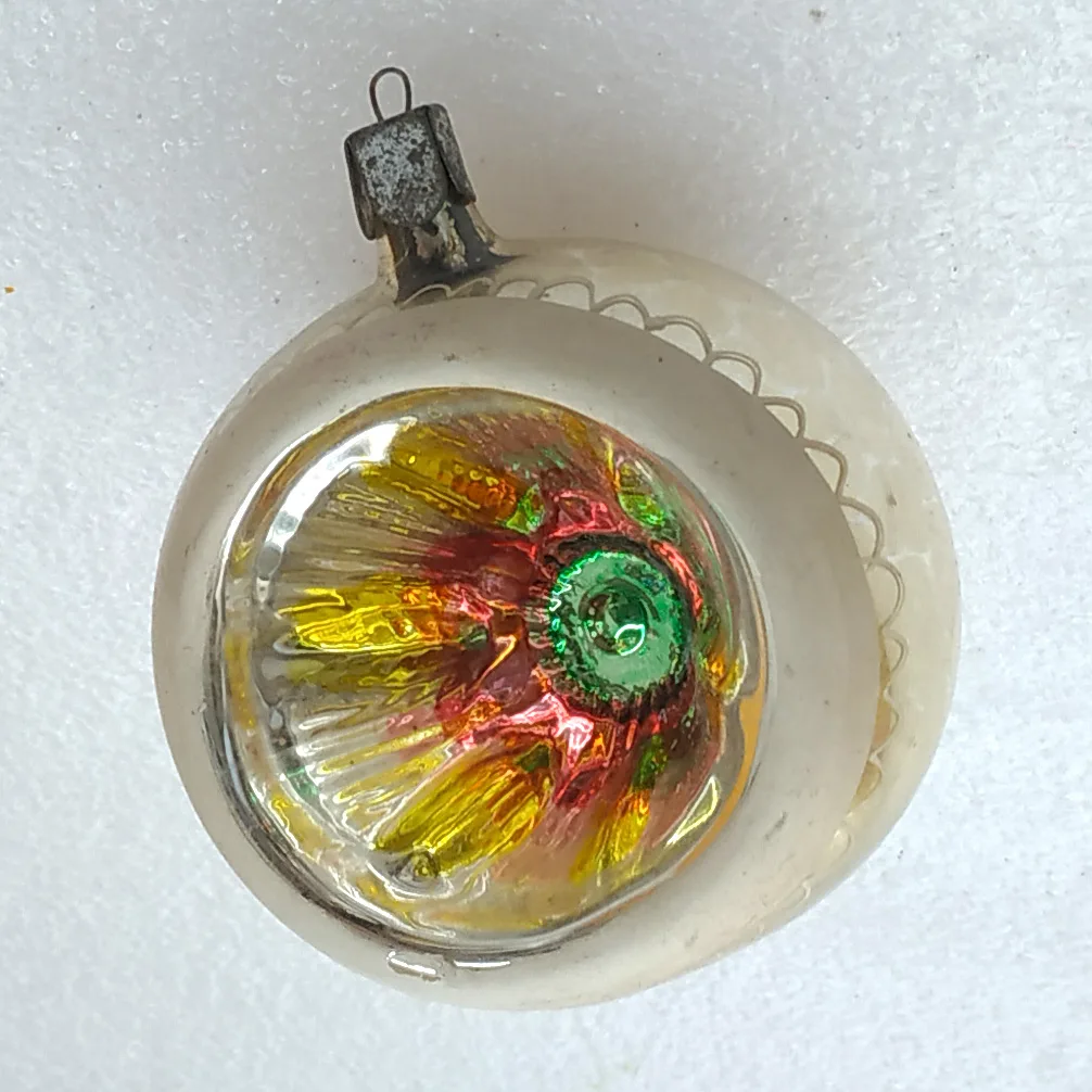 Antique Vintage Silver Glass Christmas Ornament USSR Old Lantern
