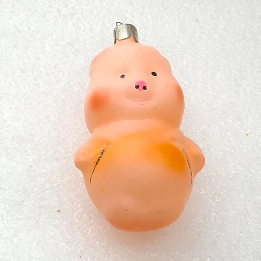 Antique Vintage Glass Christmas Ornament USSR Piglet