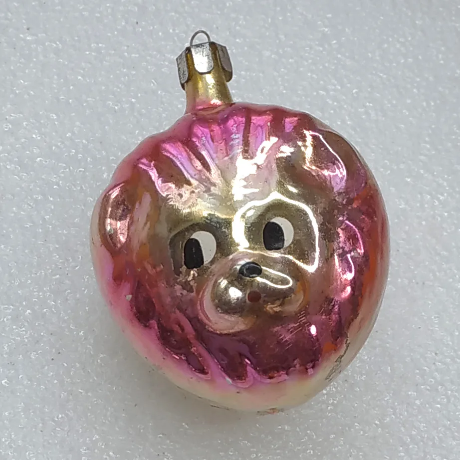 Antique Vintage Silver Glass Christmas Ornament USSR Lion
