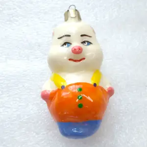 Vintage Glass Christmas Ornament USSR Uniquely Restored Piglet