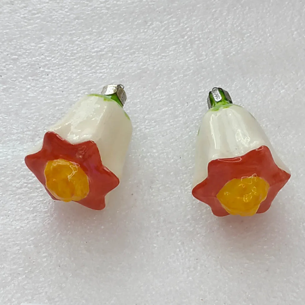 Set of 2 Vintage Glass Christmas Ornament USSR Uniquely Restored Flower