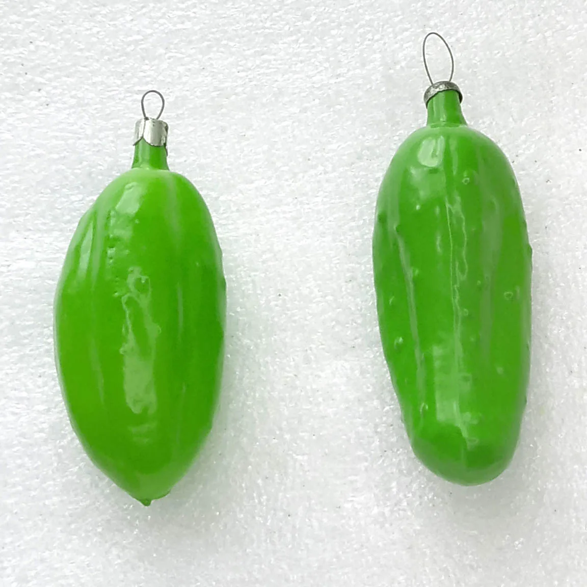 Set of 2 Vintage Glass Christmas Ornament USSR Decor Pickles