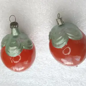 Set of 2 Vintage Glass Christmas Ornament USSR Decor Old Plums