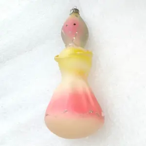 Vintage Glass Christmas Ornament USSR Girl