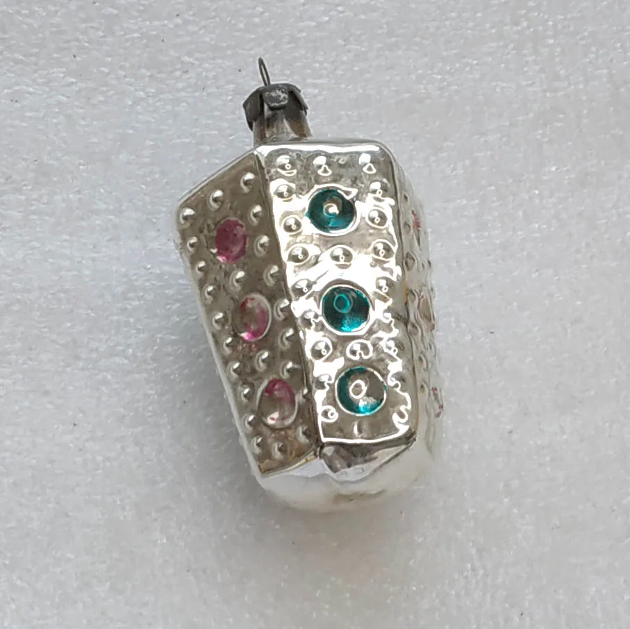 Vintage Silver Glass Christmas Ornament USSR Tree Antique Old Traffic Light