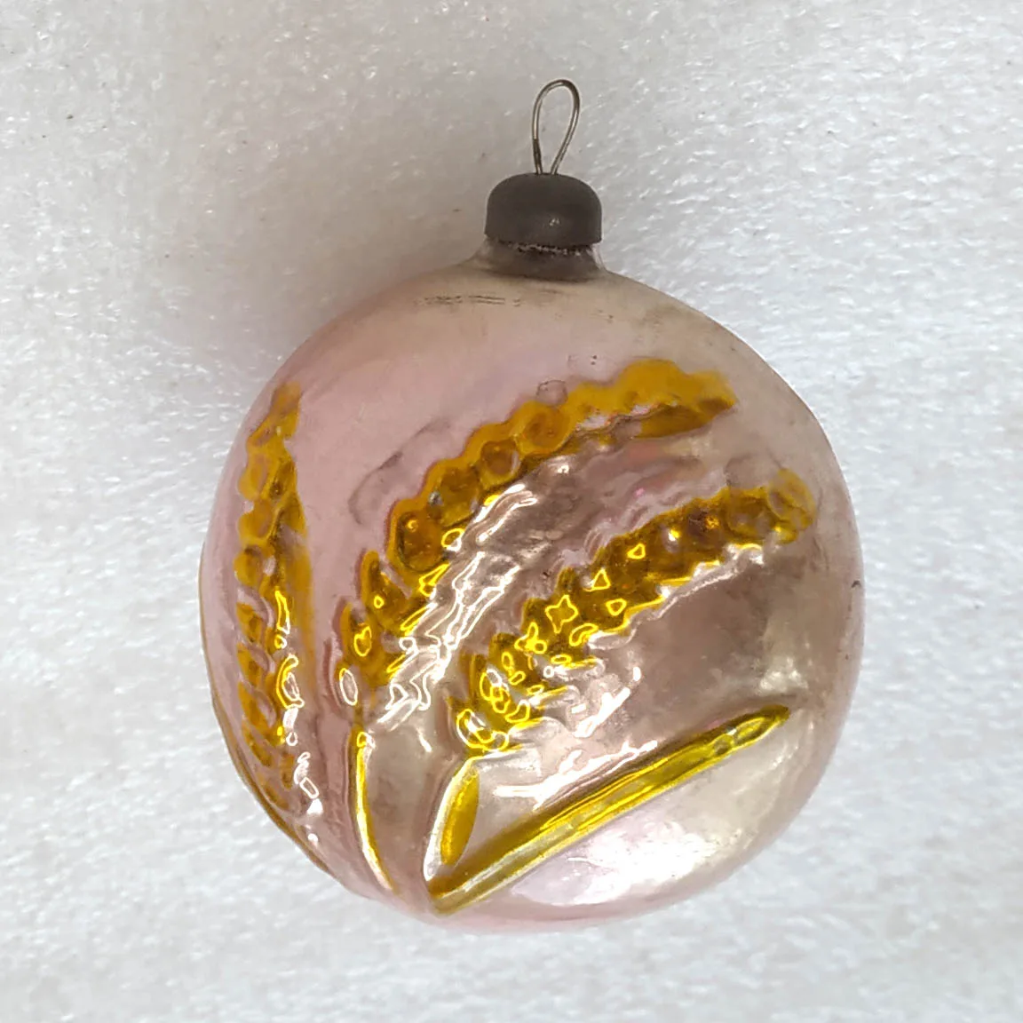Vintage Silver Glass Christmas Ornament USSR Tree Antique Old Ears of Wheat