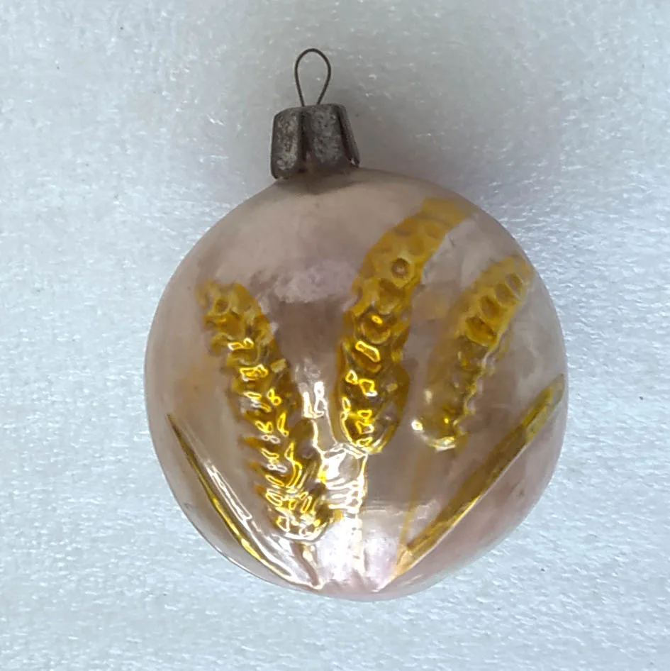 Vintage Silver Glass Christmas Ornament USSR Tree Antique Old Ears of Wheat