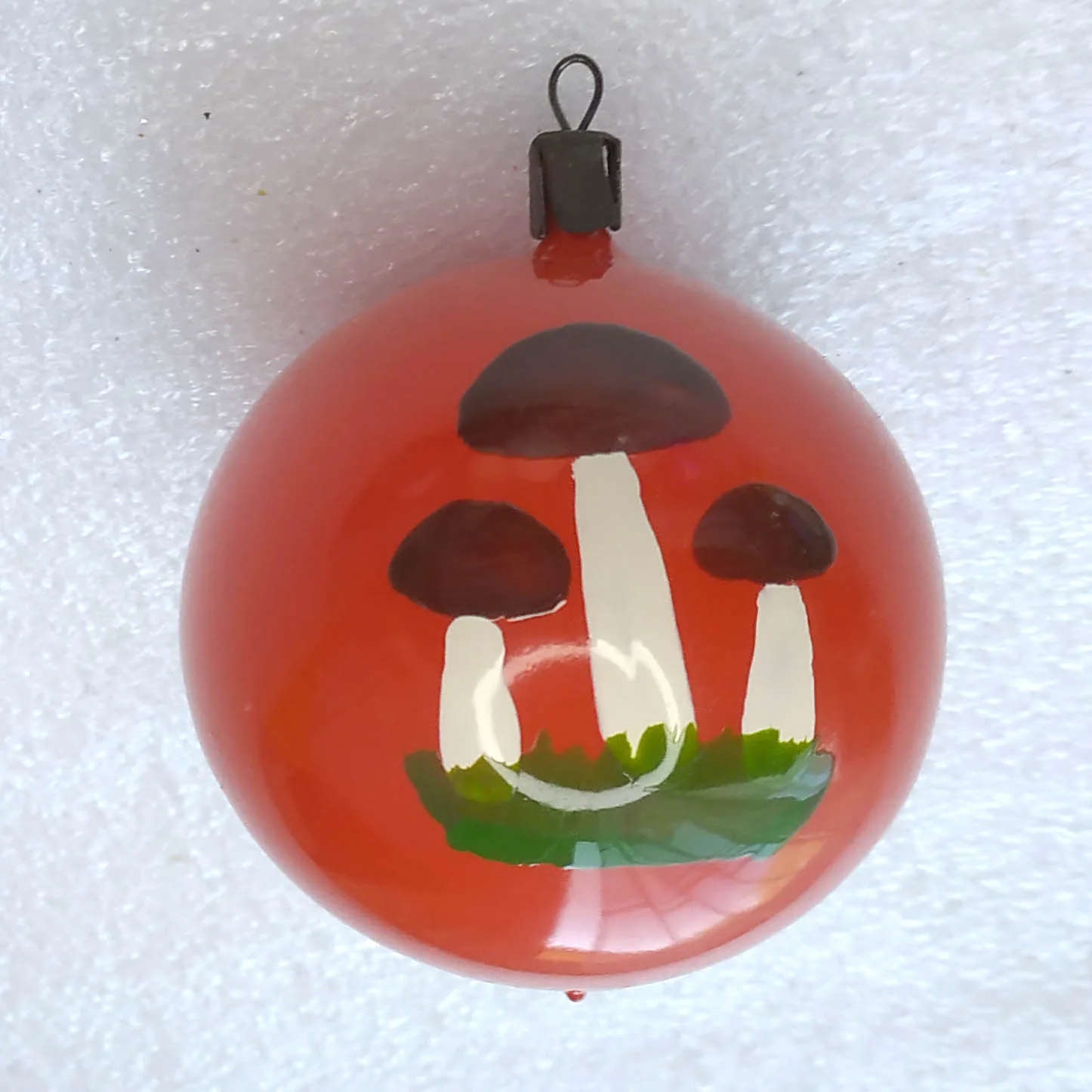 Vintage Glass Christmas Ornament USSR Antique Decor Mushroom Ball