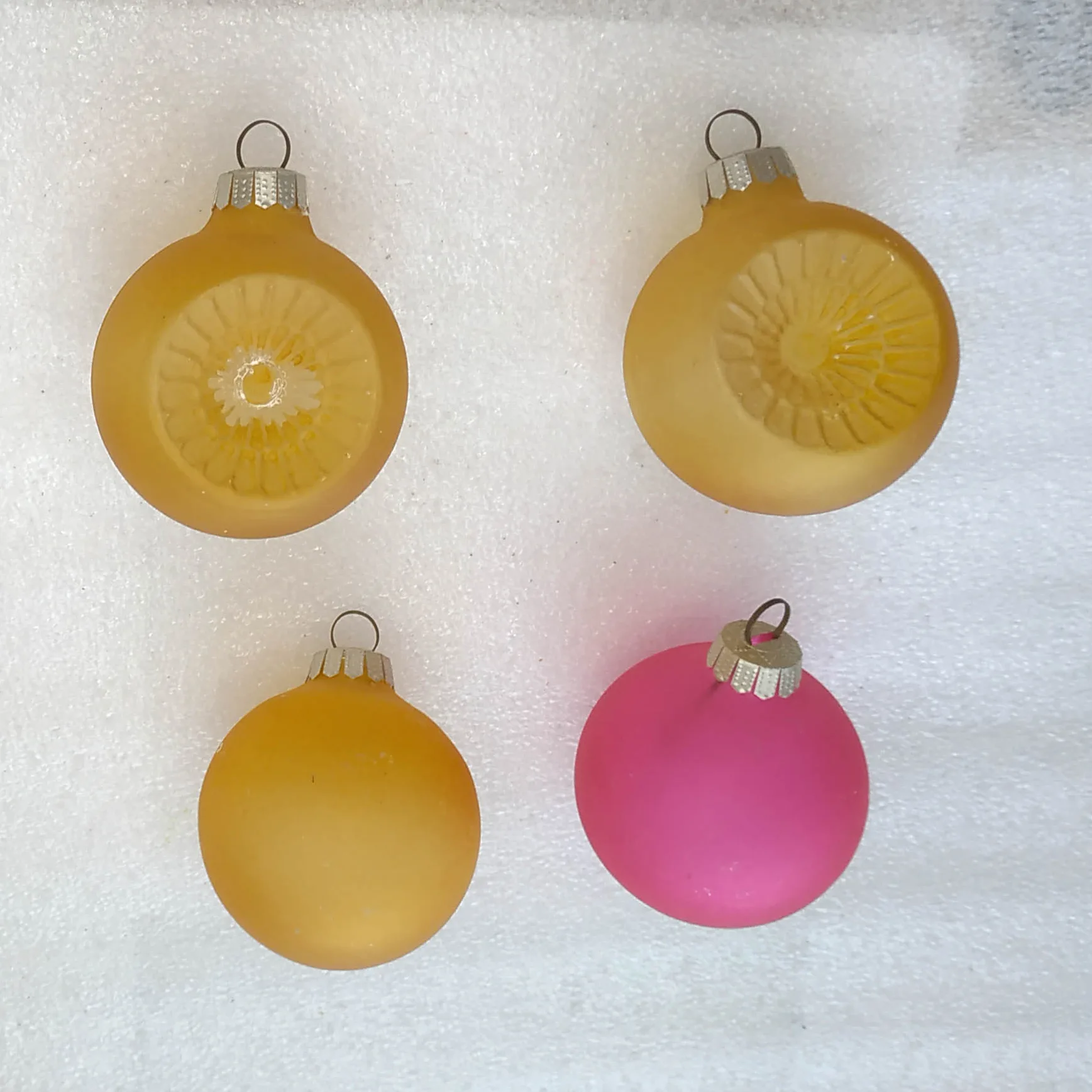 Set of 4 Vintage Glass Christmas Ornaments Ukrainian Tree Antique