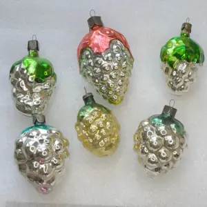Set of 6 Vintage Mercury Glass Christmas Ornaments USSR Tree Antique Decor Grapes