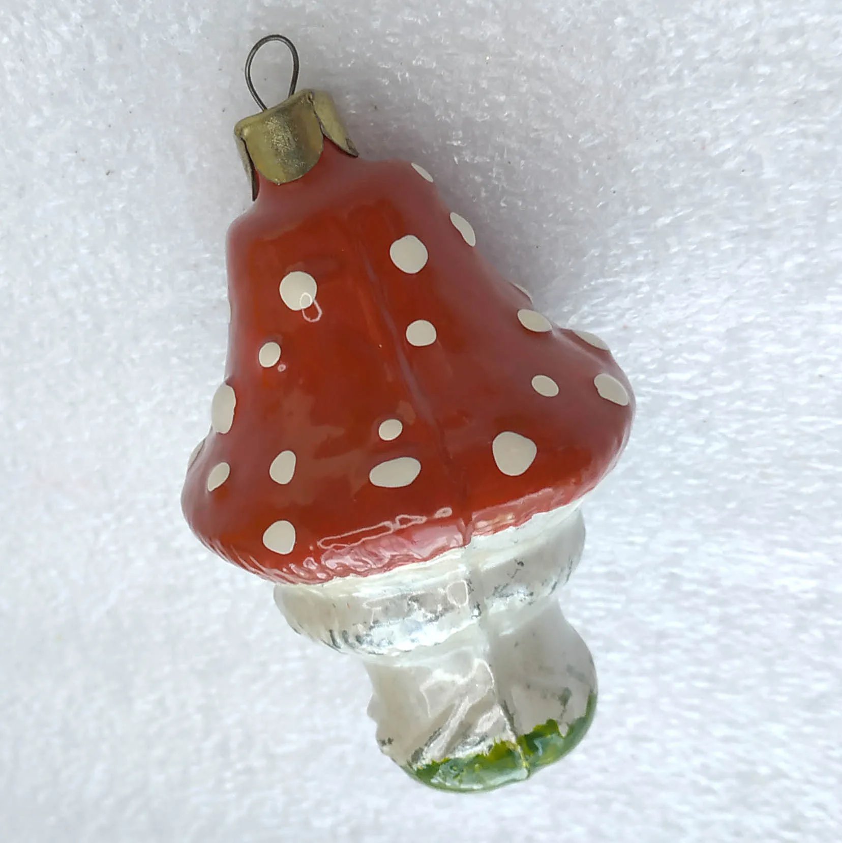 Vintage Glass Christmas Ornament USSR Antique Decor Old Mushroom