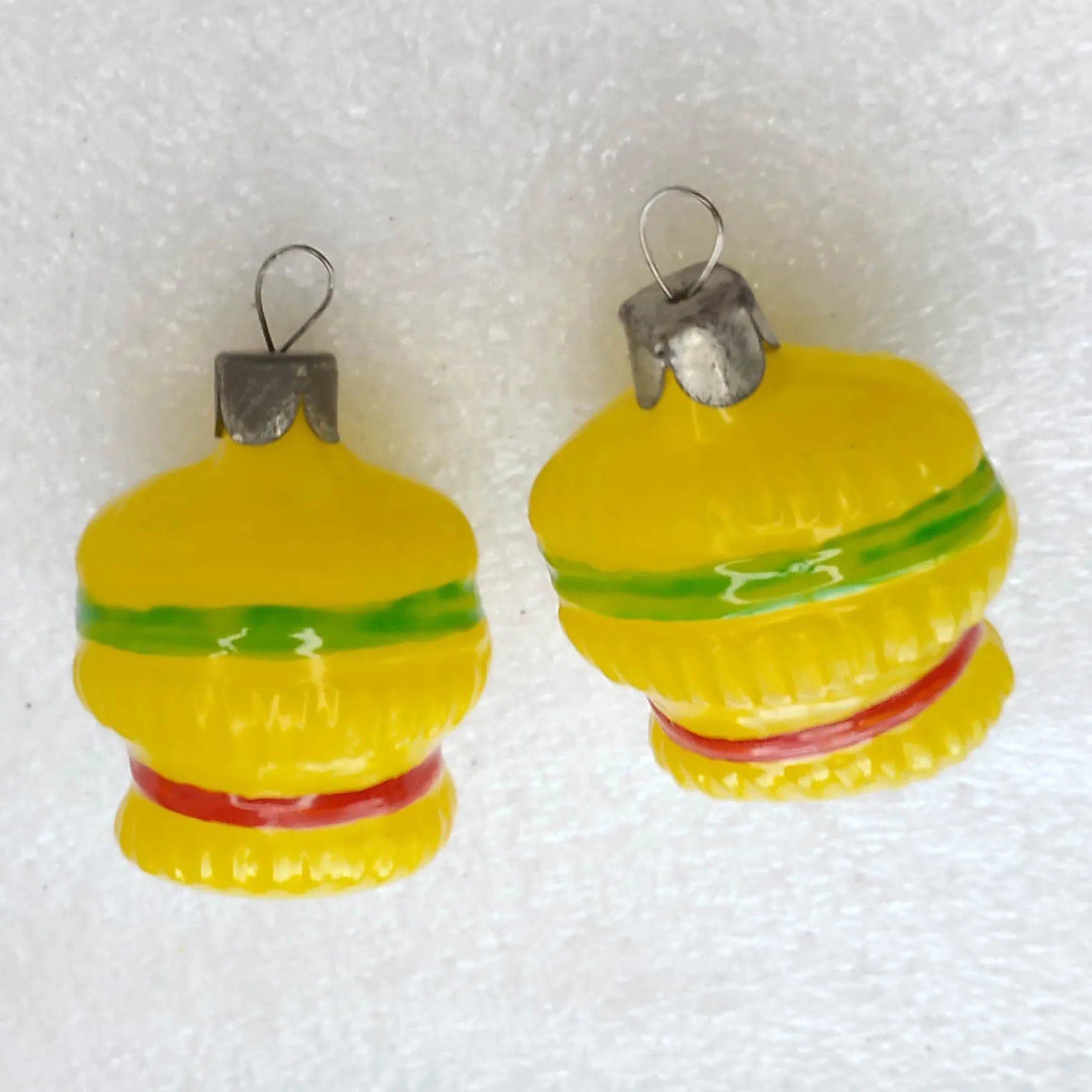 Set of 2 Vintage Glass Christmas Ornament USSR Tree Antique Handcraft Decor Basket