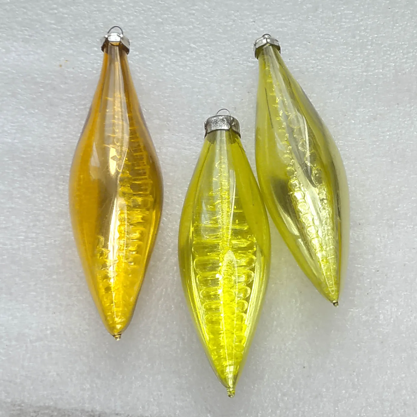 Set of 3 Vintage Silver Glass Christmas Ornaments USSR Tree Antique Decor Icicles