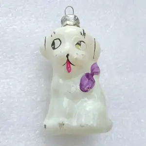 Vintage Glass Christmas Ornament USSR Tree Antique Decor Puppy