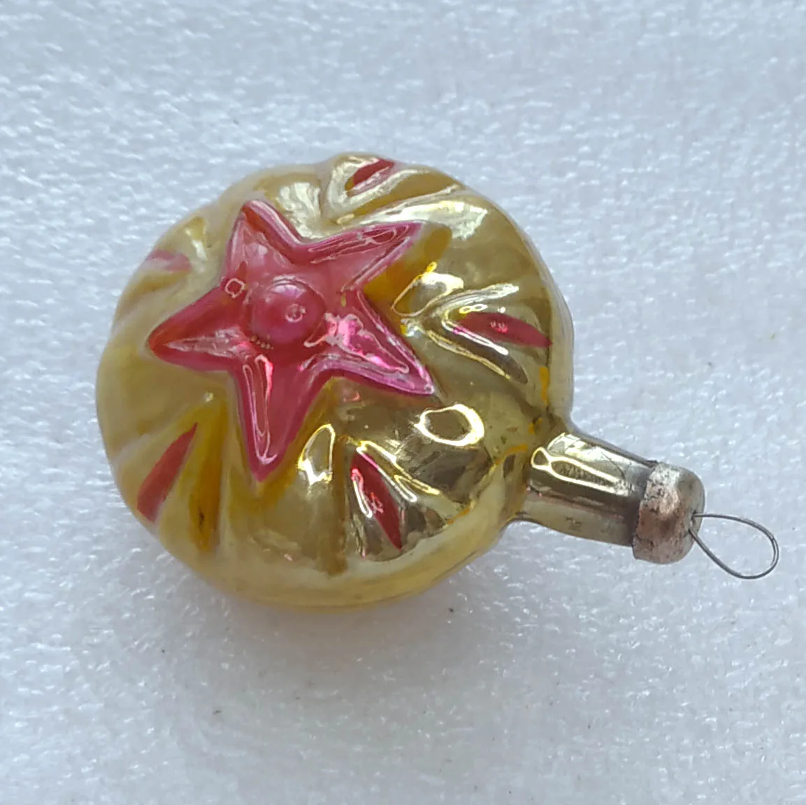 Vintage Mercury Glass Christmas Ornament USSR Tree Antique Decor Red Star