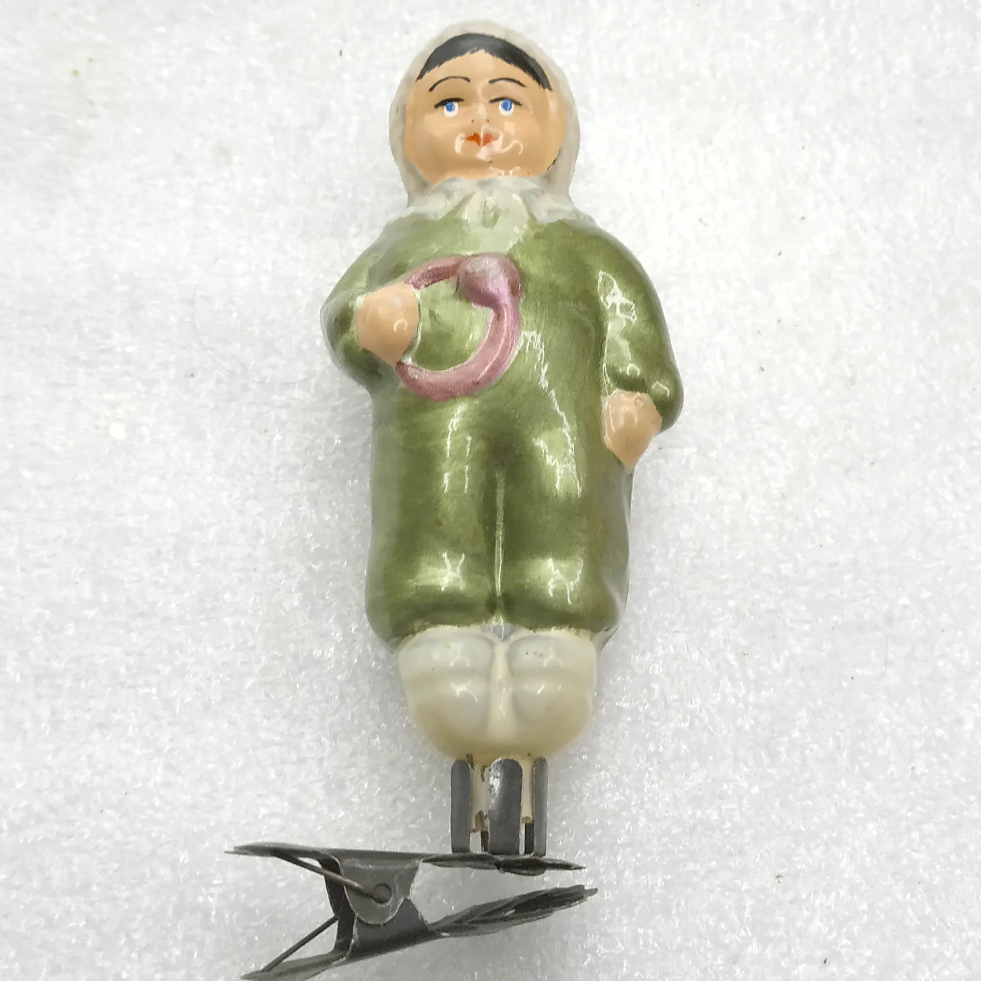 Vintage Glass USSR Antique Christmas Ornament Decor Baby Infant Child Figure