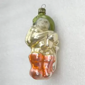 Vintage Silver Glass Christmas USSR Ornament Antique Cat in Boot