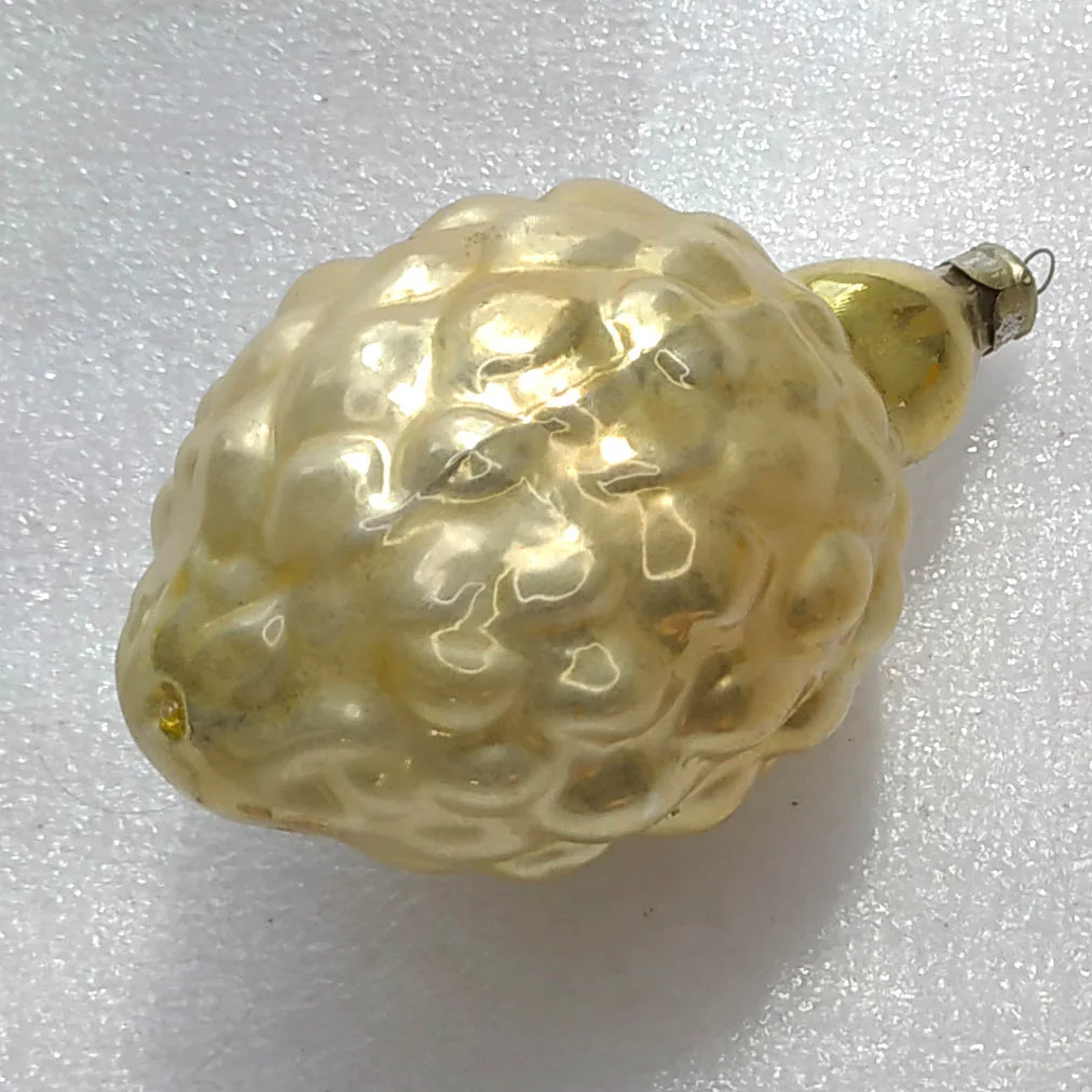 Vintage Silver Glass Christmas USSR Ornament Antique Pineapple