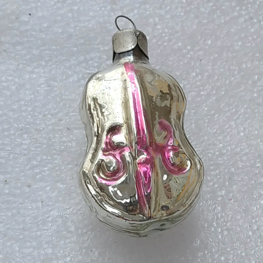 Vintage Mercury Glass Christmas USSR Ornament Antique Old Violin