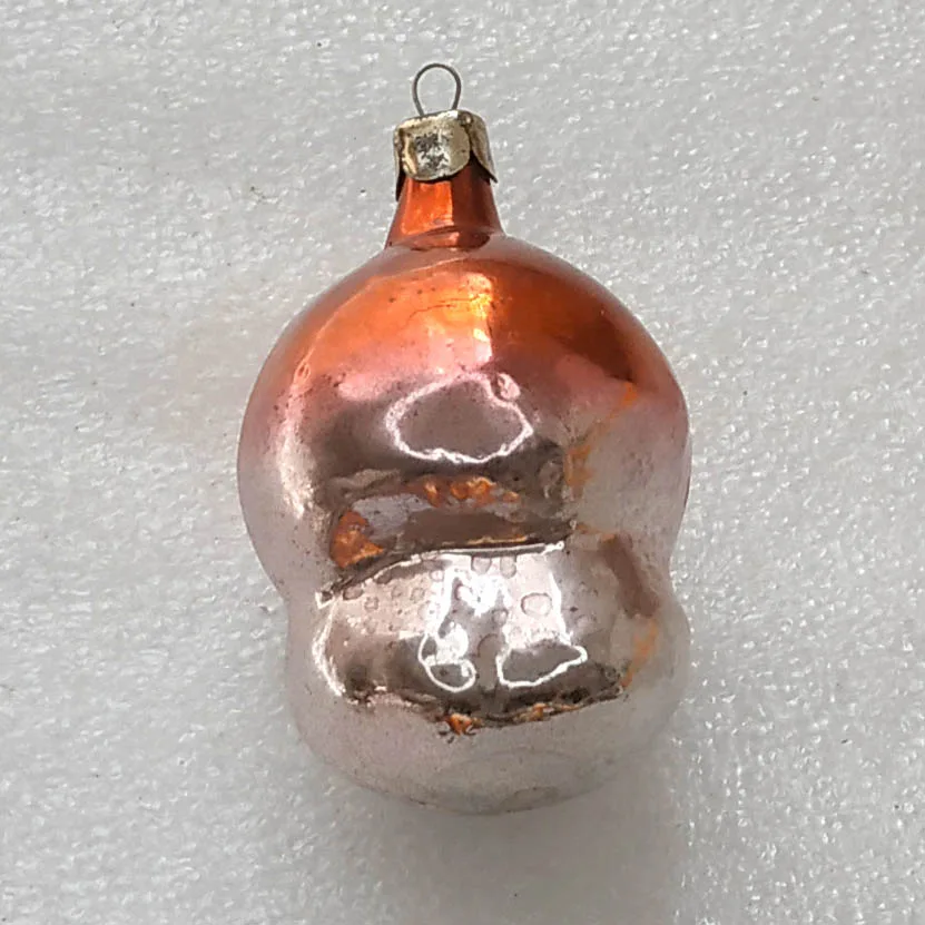 Vintage Silver Glass Christmas USSR Ornament Antique Mushroom