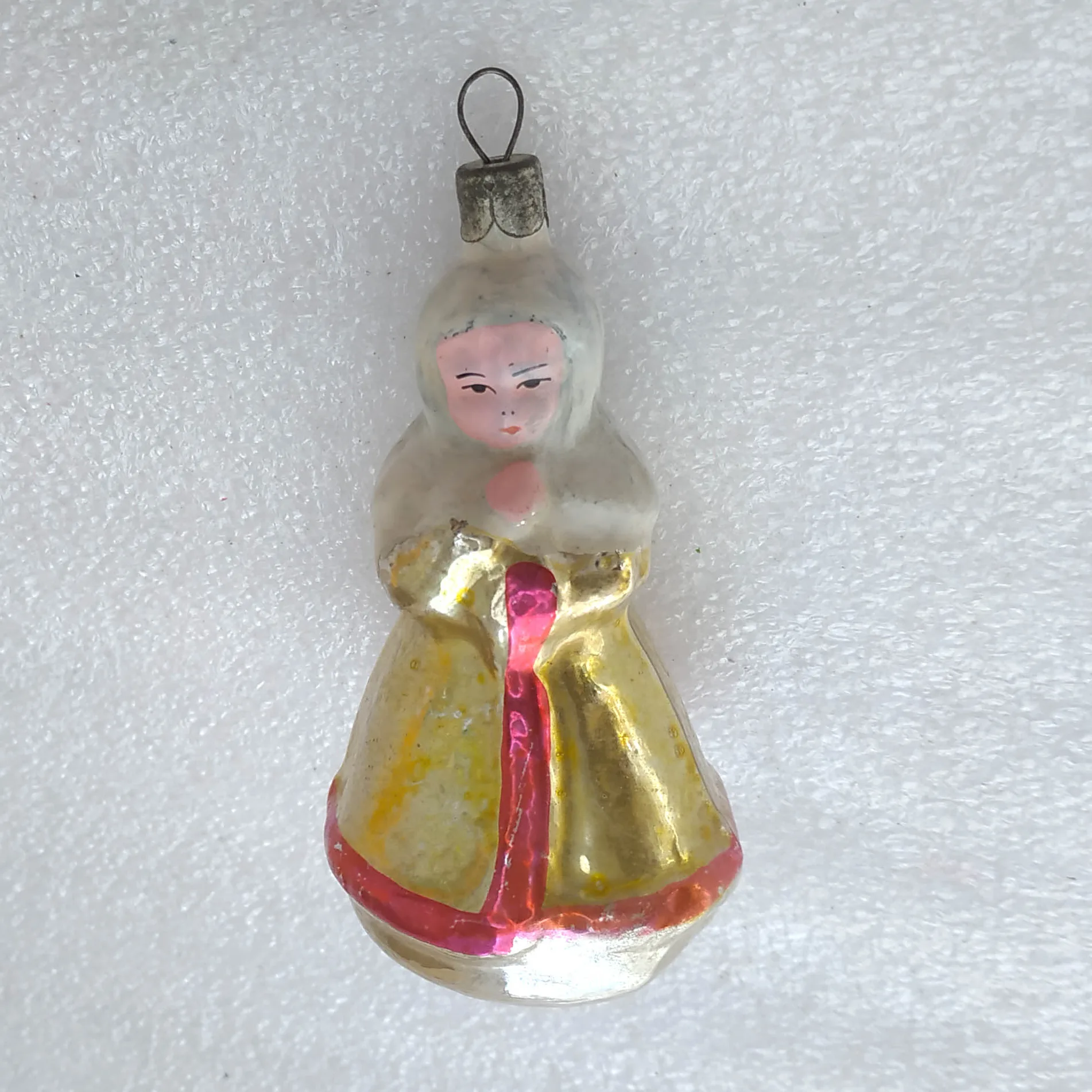 Vintage Silver Glass Christmas USSR Ornament Antique Girl