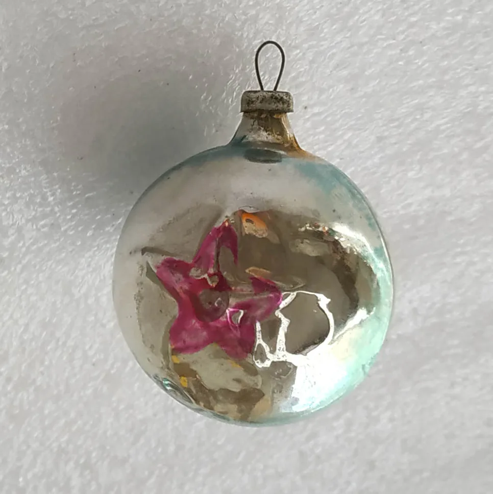 Vintage Mercury Glass Christmas USSR Ornament Antique Ball Star