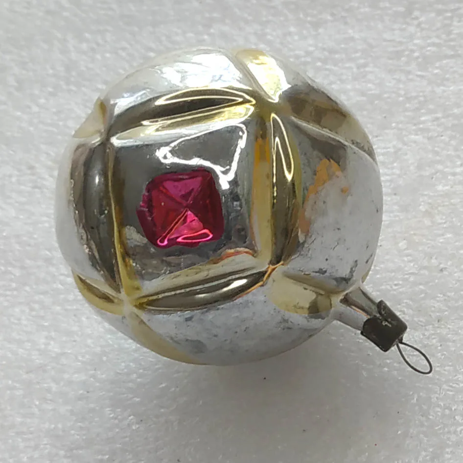 Vintage Silver Glass USSR Antique Christmas Ornament Decor Old Ball Figure Toy