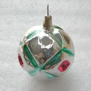 Vintage Silver Glass Christmas USSR Ornament Antique Old Ball
