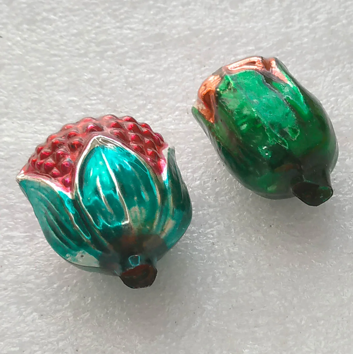 Set of 2 Vintage Silver Glass Christmas USSR Ornaments Antique Flowers