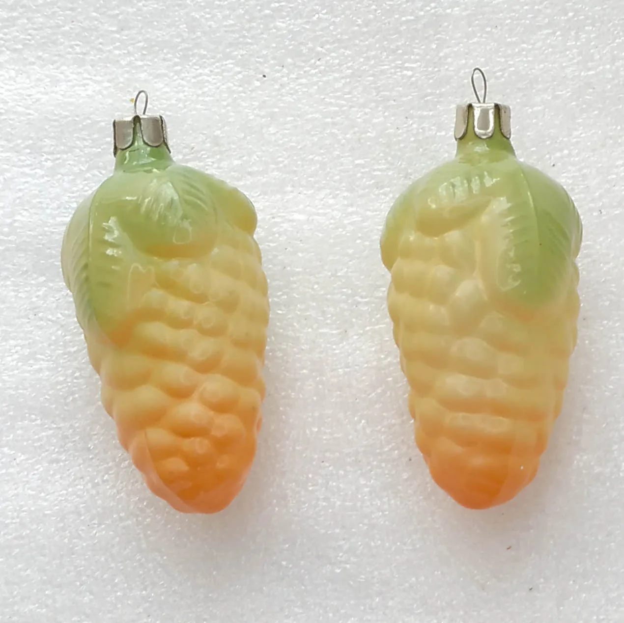 Set of 2 Vintage Glass Christmas USSR Ornaments Antique Pinecones