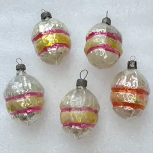 Set of 5 Vintage Mercury Glass Christmas USSR Ornaments Antique