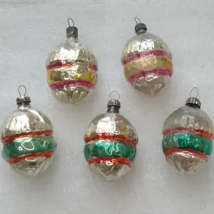 Set of 5 Vintage Mercury Glass Christmas USSR Ornaments Antique