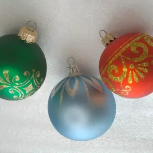 Set of 3 Ukrainian Silver Glass Christmas Ornaments Decor Balls