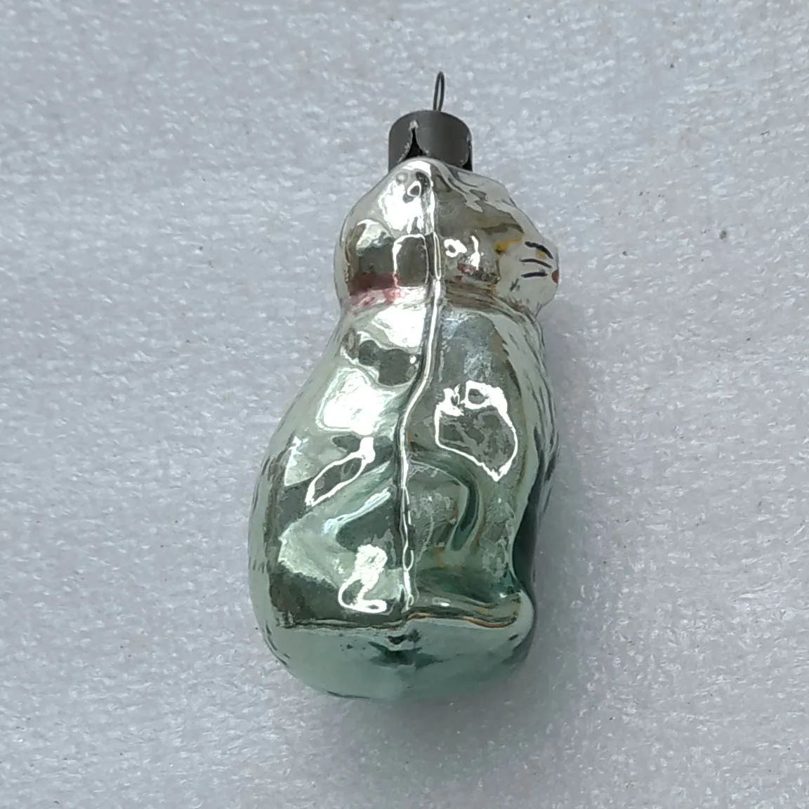 Vintage Mercury Glass USSR Antique Christmas Ornament Decor Kitten Kitty Figure