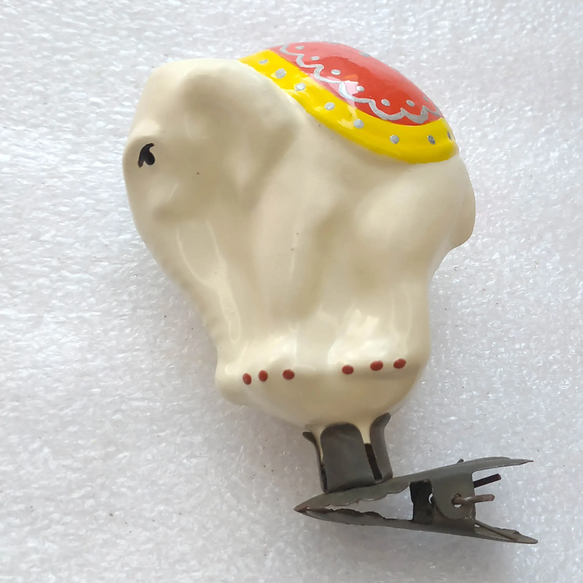 Vintage Glass Christmas USSR Ornament Antique Elephant