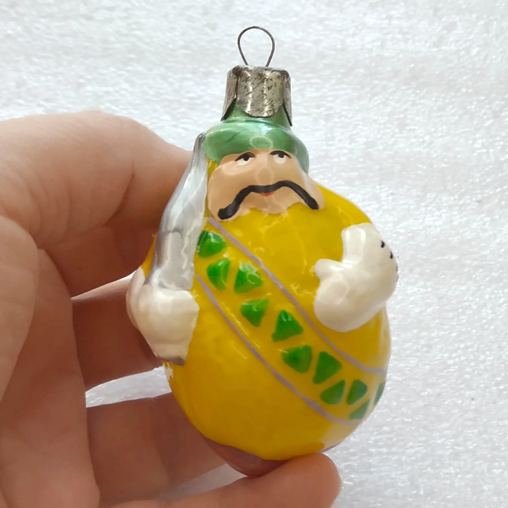 USSR Glass Hand Painted Christmas Ornament Art Reproduction Prince Lemon Figural