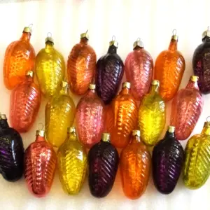 Set of 20 Vintage USSR Ukraine Glass Christmas Ornaments Cones