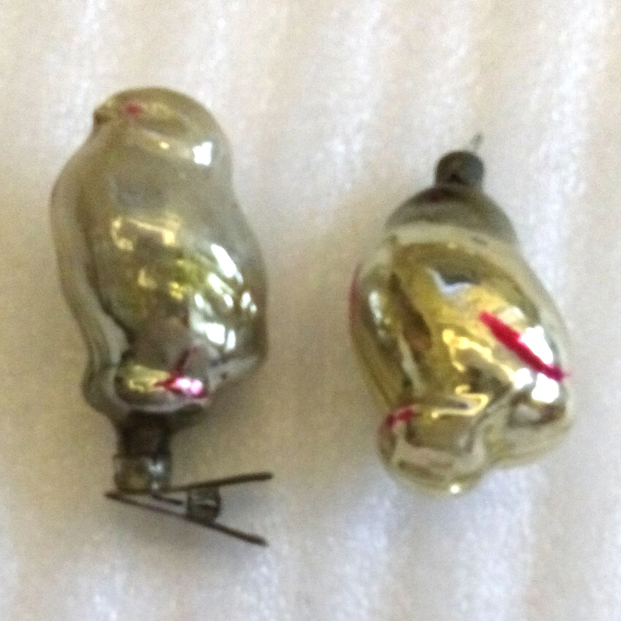 Set of 2 Vintage USSR Ukraine Glass Christmas Ornaments Chicken