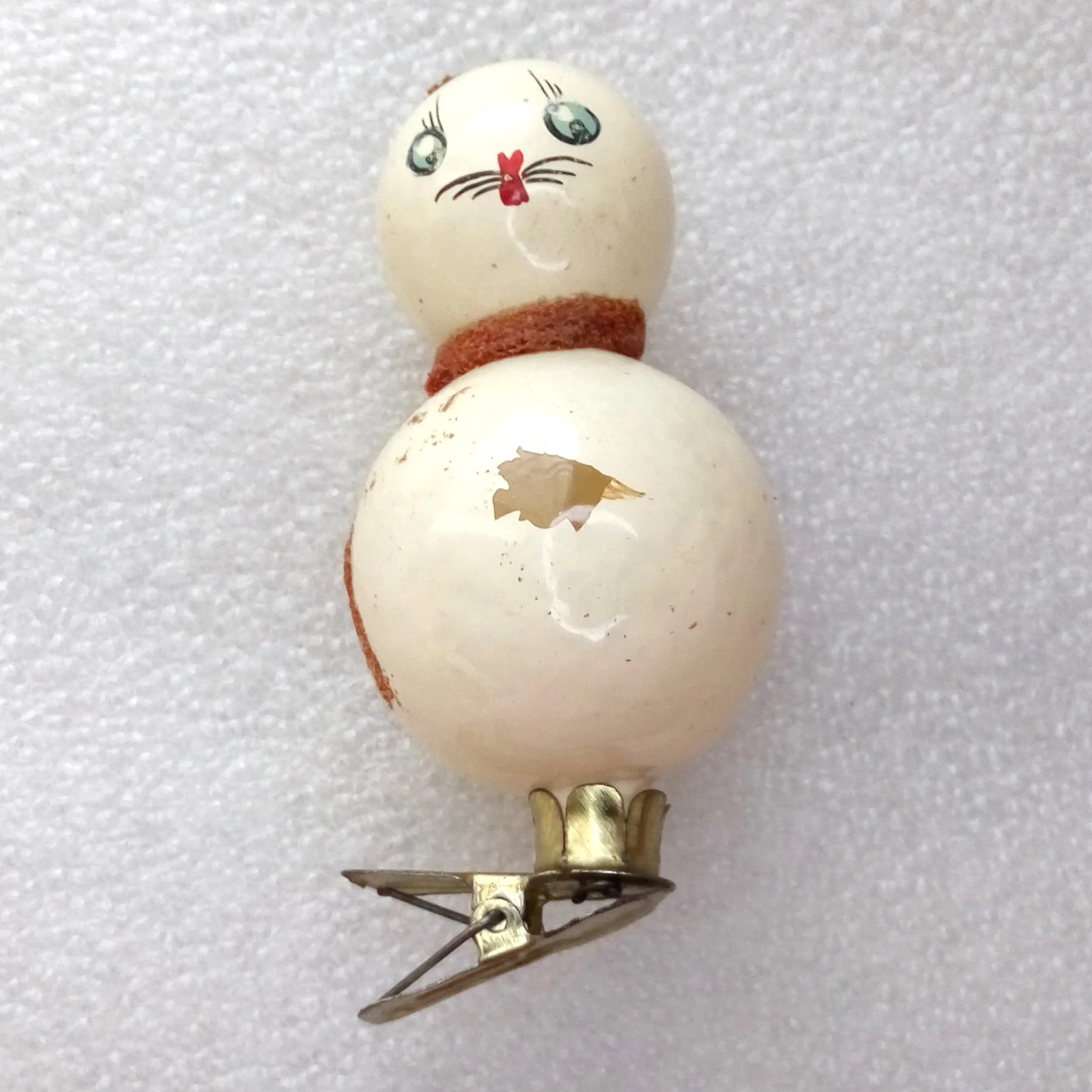 Old Antique Vintage Glass Christmas Ornament Kitten
