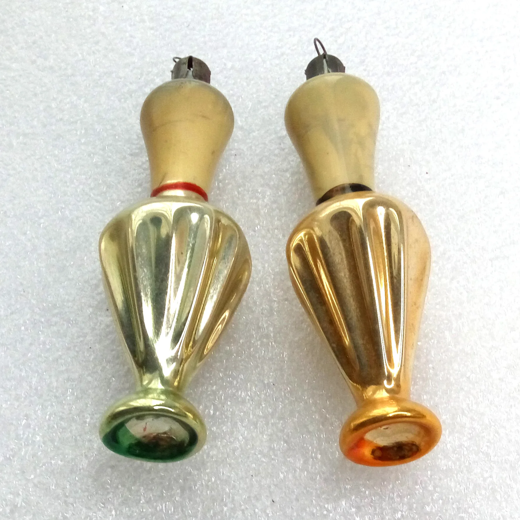 Set of 2 Old Antique Vintage Glass Christmas Toy Ornament Jug