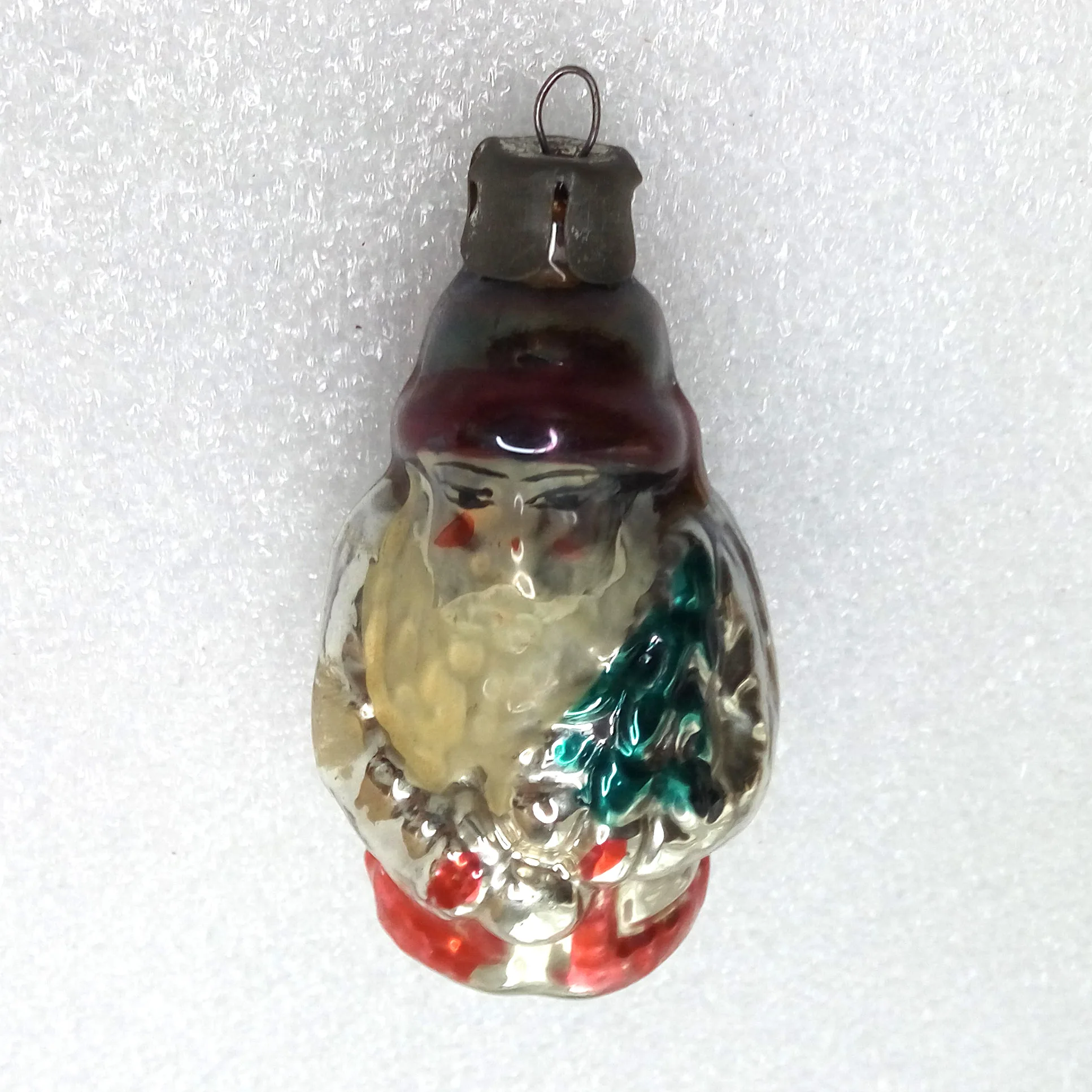 Antique Vintage Glass USSR Christmas Ornament Santa Claus