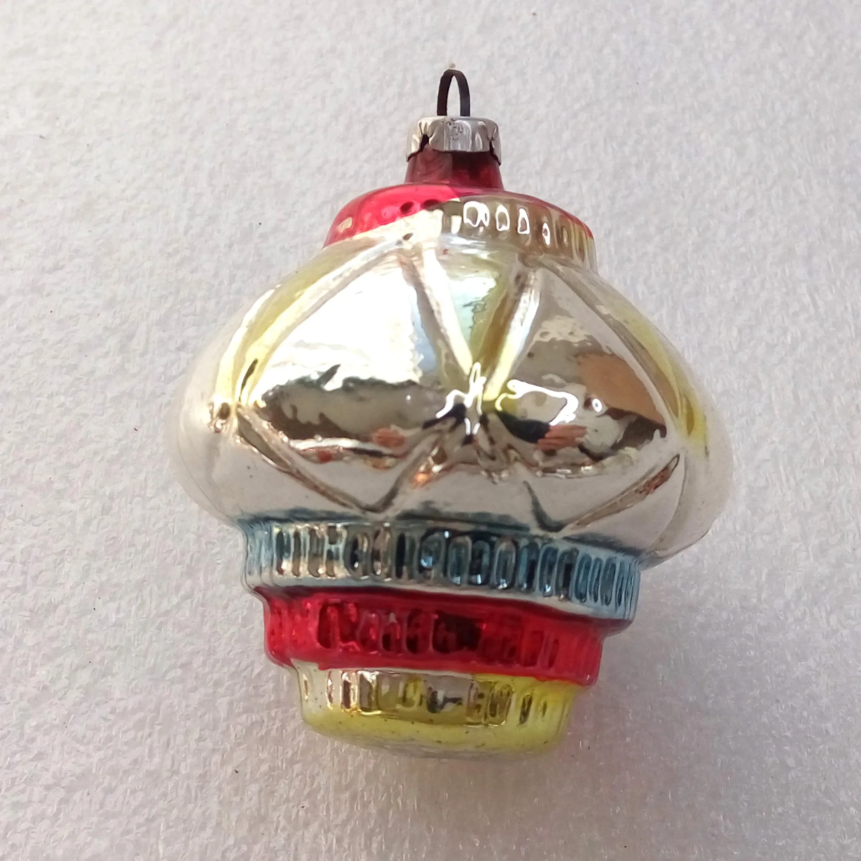 Antique GDR Vintage Glass Christmas Ornament Carousel